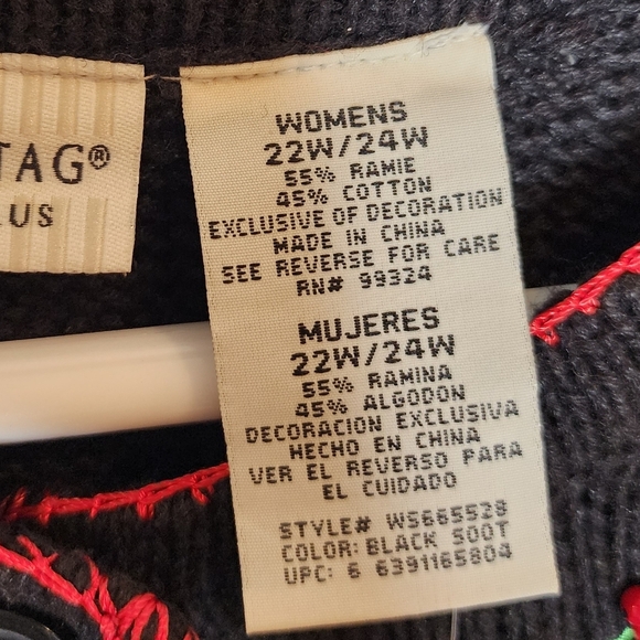 NWT White Stag Cardinal Embroidered Embellished Black Knit Cardigan 22/24 3X - Picture 16 of 16